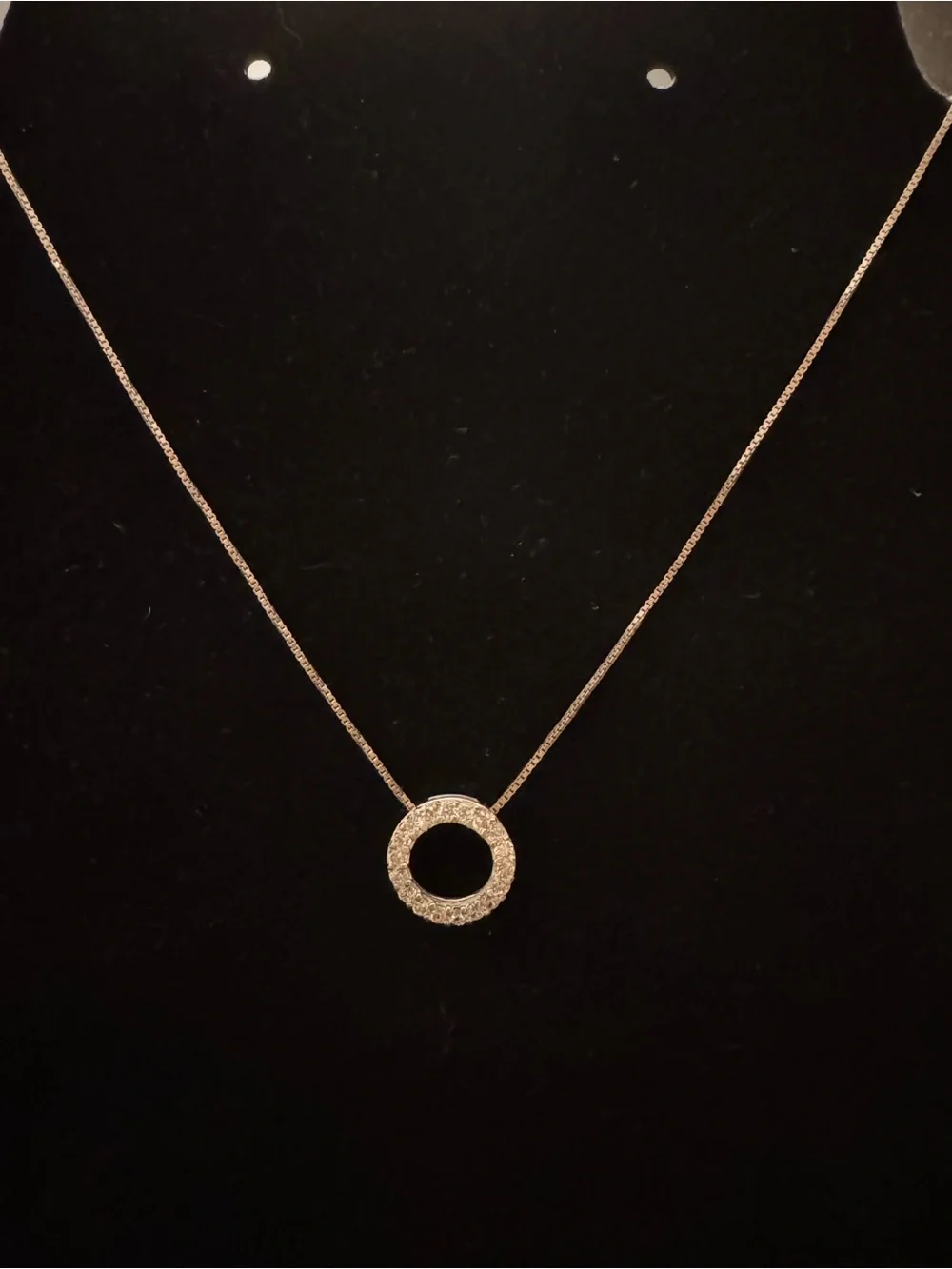 Crystal Pave Circle Pendant Necklace in Silver